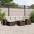 Loungeset poly rattan bruin 7-delig