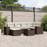 Loungeset poly rattan bruin 7-delig