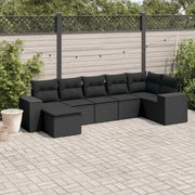 Loungeset 7-delig poly rattan zwart