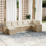 Loungeset 7-delig poly rattan beige