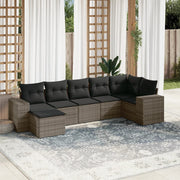 Loungeset 7-delig poly rattan grijs