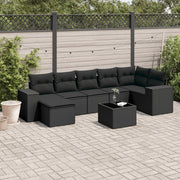 8-piece Lounge Set with Cushions Polyrattan Black