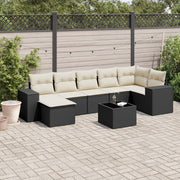 8-piece Lounge Set with Cushions Polyrattan Black