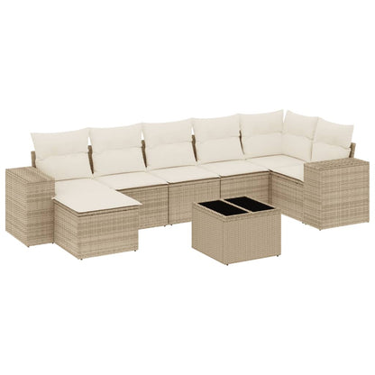 8-Delige Loungeset Met Kussens Poly Rattan Beige