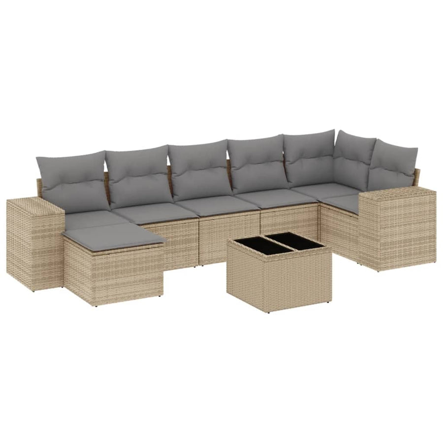 8-Delige Loungeset Met Kussens Poly Rattan Beige