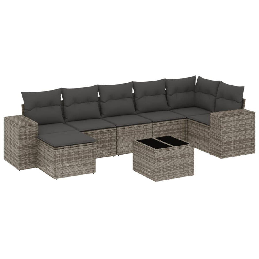 8-Delige Loungeset Met Kussens Poly Rattan Grijs