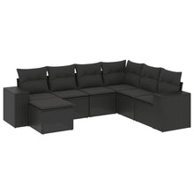7-Delige Loungeset Met Kussens Poly Rattan Zwart