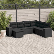 Loungeset 7-delig poly rattan zwart
