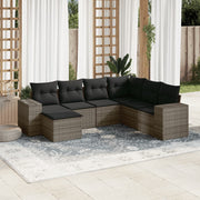 Loungeset 7-delig poly rattan grijs