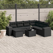 Loungeset 8-delig poly rattan zwart