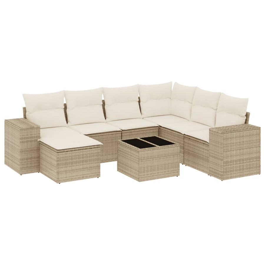 8-Delige Loungeset Met Kussens Poly Rattan Beige