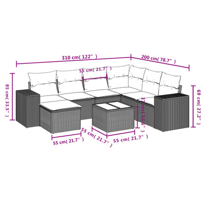 8-Delige Loungeset Met Kussens Poly Rattan Beige