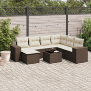Loungeset 8-delig poly rattan bruin