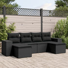 6-piece Lounge Set with cushions poly rattan black