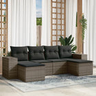 6-piece Lounge Set with Cushions Poly Rattan Grey
