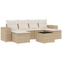 7-Delige Loungeset Met Kussens Poly Rattan Beige