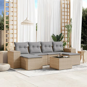 Loungeset 7-delig poly rattan beige