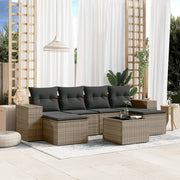 Loungeset 7-delig poly rattan grijs