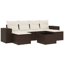 7-delige Loungeset met kussens poly rattan bruin