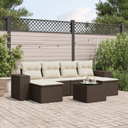 Loungeset 7-delig poly rattan bruin