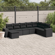 8-piece Lounge Set with Cushions Polyrattan Black