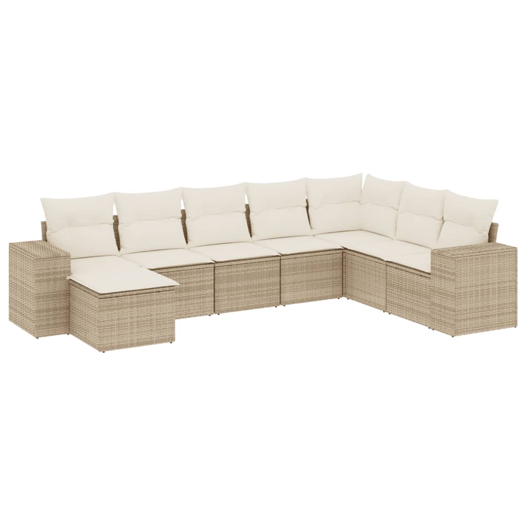 8-Delige Loungeset Met Kussens Poly Rattan Beige