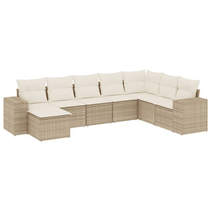 8-Delige Loungeset Met Kussens Poly Rattan Beige