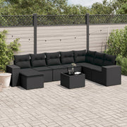 Loungeset 9-delig poly rattan zwart
