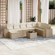 Loungeset 9-delig poly rattan beige
