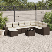 Loungeset 9-delig poly rattan bruin