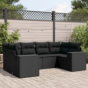 Loungeset 6-delig poly rattan zwart