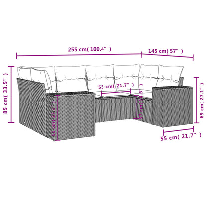 6-Delige Loungeset Met Kussens Poly Rattan Beige