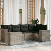 Loungeset 6-delig poly rattan lichtgrijs