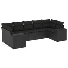 7-Delige Loungeset Met Kussens Poly Rattan Zwart