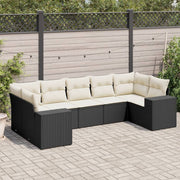 Loungeset 7-delig poly rattan zwart