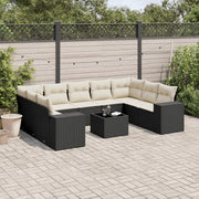 Loungeset 10-delig poly rattan zwart