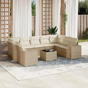 Loungeset 10-delig poly rattan beige