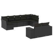 9-Delige Loungeset Met Kussens Poly Rattan Zwart