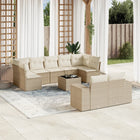 10-Delige Loungeset Met Kussens Poly Rattan Beige