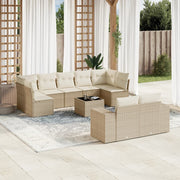 Loungeset 10-delig poly rattan beige