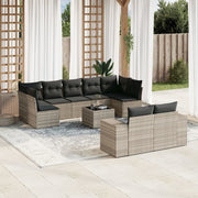 Loungeset 10-delig poly rattan lichtgrijs