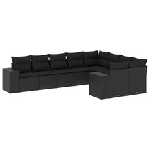 9-Delige Loungeset Met Kussens Poly Rattan Zwart