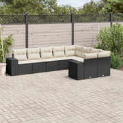Loungeset 9-delig poly rattan zwart