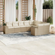 Loungeset 9-delig poly rattan beige
