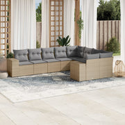Loungeset 9-delig poly rattan beige