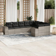 Loungeset 9-delig poly rattan lichtgrijs
