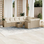 Loungeset 10-delig poly rattan beige