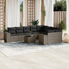 10-Delige Loungeset Met Kussens Poly Rattan Grijs