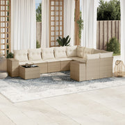 Loungeset 10-delig poly rattan beige