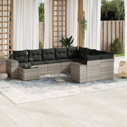 Loungeset 10-delig poly rattan lichtgrijs